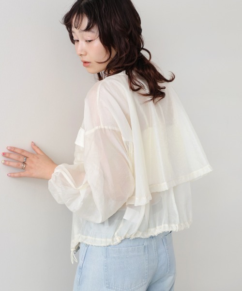 Bab(バブ)の「ドロストシアーブルゾン(シャツ/ブラウス・レディース・ブラック/ホワイト系その他・MEDIUM)」の10枚目の写真