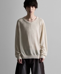 【RUUBON】linen blend 12G V-neck knit / リネンブレンド12ゲージVネックニット