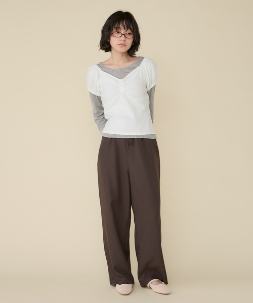 Unblend(アンブレンド)の「【Unblend】アソート柄 シアーロンT&ヘンリーネック パフスリーブトップス<セットアイテム>(Tシャツ/カットソー・レディース・グレー/オフホワイト/チャコール/ネイビー・FREE)」の7枚目の写真