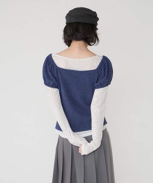 Unblend(アンブレンド)の「【Unblend】アソート柄 シアーロンT&ヘンリーネック パフスリーブトップス<セットアイテム>(Tシャツ/カットソー・レディース・グレー/オフホワイト/チャコール/ネイビー・FREE)」の12枚目の写真