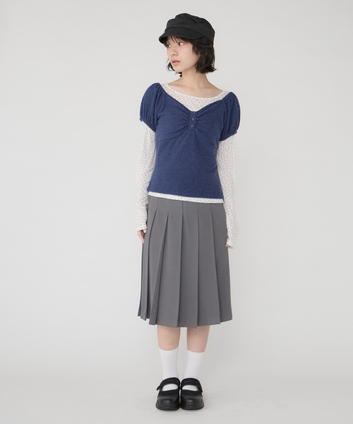 Unblend(アンブレンド)の「【Unblend】アソート柄 シアーロンT&ヘンリーネック パフスリーブトップス<セットアイテム>(Tシャツ/カットソー・レディース・グレー/オフホワイト/チャコール/ネイビー・FREE)」の13枚目の写真