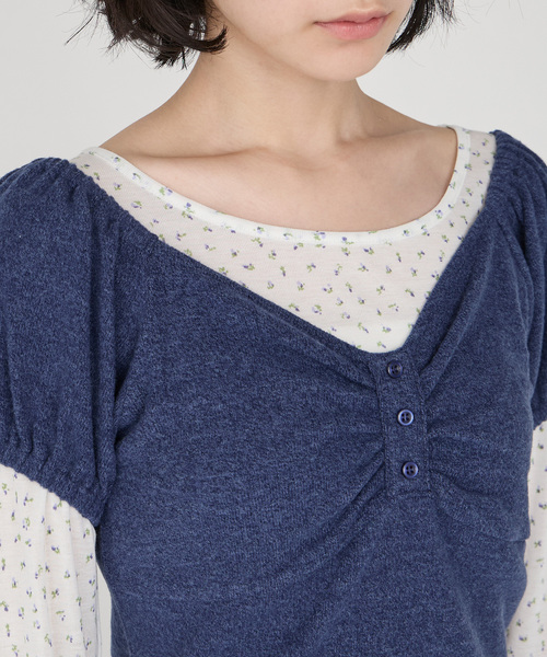 Unblend(アンブレンド)の「【Unblend】アソート柄 シアーロンT&ヘンリーネック パフスリーブトップス<セットアイテム>(Tシャツ/カットソー・レディース・グレー/オフホワイト/チャコール/ネイビー・FREE)」の15枚目の写真