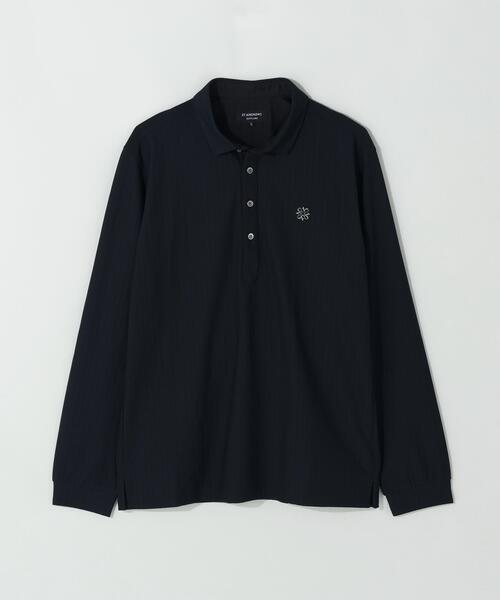 St ANDREWS（セントアンドリュース）の「【吸水速乾】【UVカット】サッカー調ジャガード長袖シャツ（ポロシャツ・メンズ・ブラック/ホワイト・L/M/LL）」の7枚目の写真
