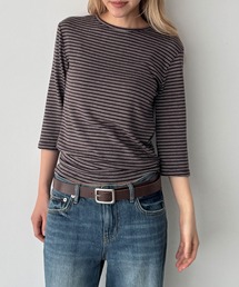El mar ナローボーダー7分袖Tシャツ