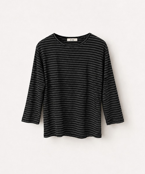 CANAL JEAN(キャナルジーン)の「El mar ナローボーダー7分袖Tシャツ(Tシャツ/カットソー・レディース・チャコールグレー/ブラウン・ONE SIZE)」の2枚目の写真