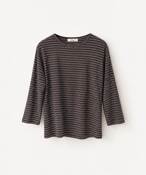 CANAL JEAN(キャナルジーン)の「El mar ナローボーダー7分袖Tシャツ(Tシャツ/カットソー・レディース・チャコールグレー/ブラウン・ONE SIZE)」の5枚目の写真