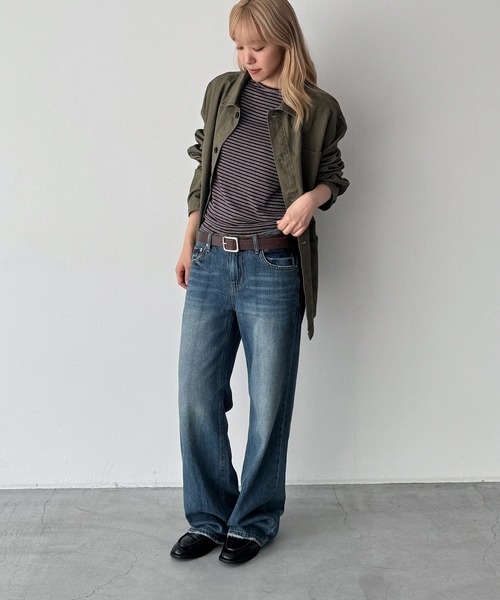 CANAL JEAN(キャナルジーン)の「El mar ナローボーダー7分袖Tシャツ(Tシャツ/カットソー・レディース・チャコールグレー/ブラウン・ONE SIZE)」の10枚目の写真