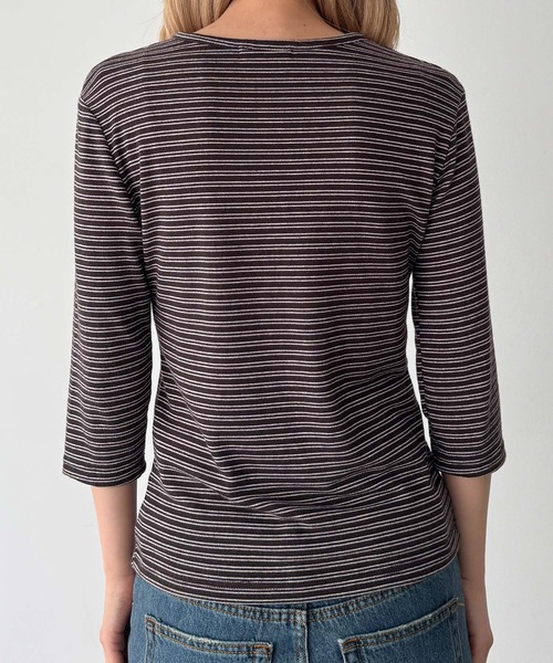 CANAL JEAN(キャナルジーン)の「El mar ナローボーダー7分袖Tシャツ(Tシャツ/カットソー・レディース・チャコールグレー/ブラウン・ONE SIZE)」の17枚目の写真