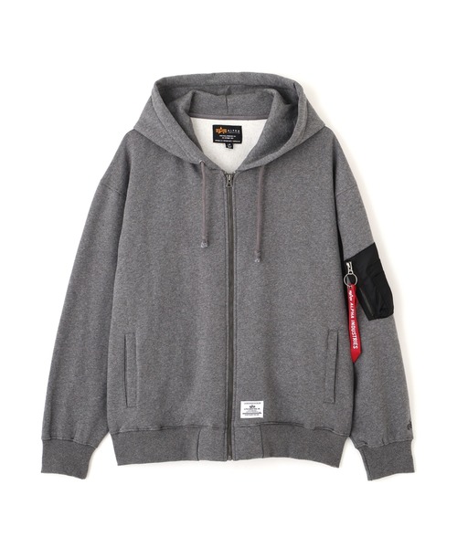 Alpha Industries(アルファインダストリーズ)の「Alpha Industries/アルファ インダストリーズ/UTILITY POCKET FULL ZIP RELAXED FIT SWEATSHIRT/ユーティリティポケット フルジップ リラックスフィット スウェットシャツ(パーカー・メンズ・チャコールグレー/ブラック・XL/L/M/S)」の7枚目の写真