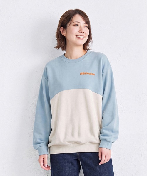MIKI HOUSE(ミキハウス)の「【WEB限定】バイカラートレーナー(大人用)(Tシャツ/カットソー・レディース・ブラック/レッド/ブルー系その他/オレンジ・M(165-175cm)/S(155-165cm)/L(175-185cm))」の3枚目の写真
