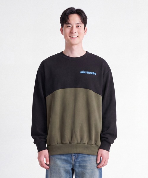 MIKI HOUSE(ミキハウス)の「【WEB限定】バイカラートレーナー(大人用)(Tシャツ/カットソー・レディース・ブラック/レッド/ブルー系その他/オレンジ・M(165-175cm)/S(155-165cm)/L(175-185cm))」の2枚目の写真