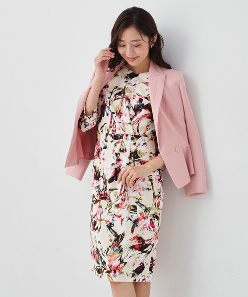 COUP DE CHANCE(クードシャンス)の「【手洗い可/日本製】花柄タイトワンピース(ワンピース・レディース・ブルー系その他2/ピンク系5・40/38/36/34)」の7枚目の写真