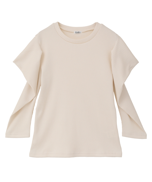 Tiara(ティアラ)の「タックデザインスリーブトップス(Tシャツ/カットソー・レディース・レッド/ブラック/アイボリー・FREE)」の1枚目の写真