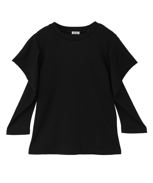 Tiara(ティアラ)の「タックデザインスリーブトップス(Tシャツ/カットソー・レディース・レッド/ブラック/アイボリー・FREE)」の2枚目の写真
