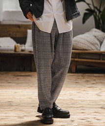 mp15404- Wool Blend Bonded Check Wide Tapered Pants チェックワイドテーパードパンツ(A76126cmb)