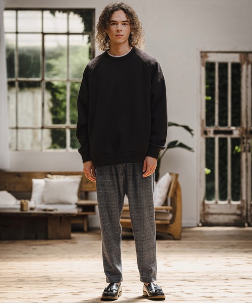 CAMBIO(カンビオ)の「mp15404- Wool Blend Bonded Check Wide Tapered Pants チェックワイドテーパードパンツ(A76126cmb)(その他パンツ・メンズ・チャコール/グレー/ブラウン/ダークネイビー・S/L/M)」の8枚目の写真