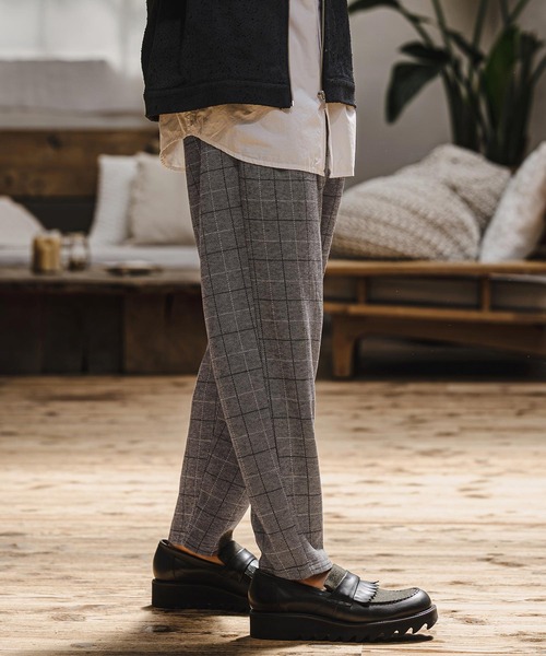 CAMBIO(カンビオ)の「mp15404- Wool Blend Bonded Check Wide Tapered Pants チェックワイドテーパードパンツ(A76126cmb)(その他パンツ・メンズ・チャコール/グレー/ブラウン/ダークネイビー・S/L/M)」の10枚目の写真