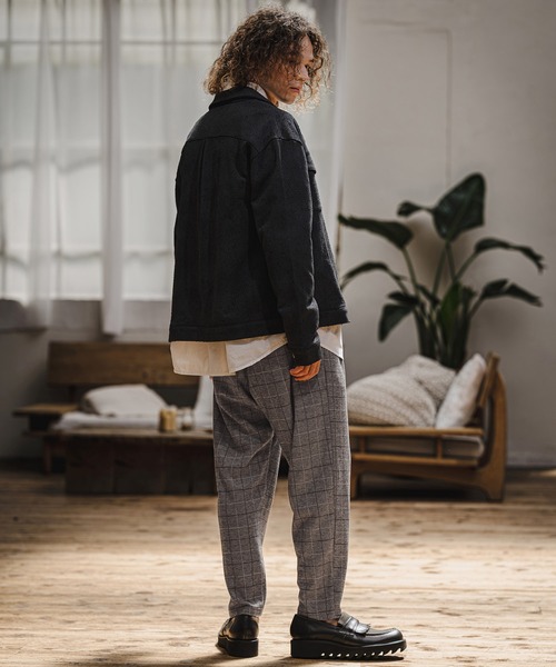 CAMBIO(カンビオ)の「mp15404- Wool Blend Bonded Check Wide Tapered Pants チェックワイドテーパードパンツ(A76126cmb)(その他パンツ・メンズ・チャコール/グレー/ブラウン/ダークネイビー・S/L/M)」の13枚目の写真