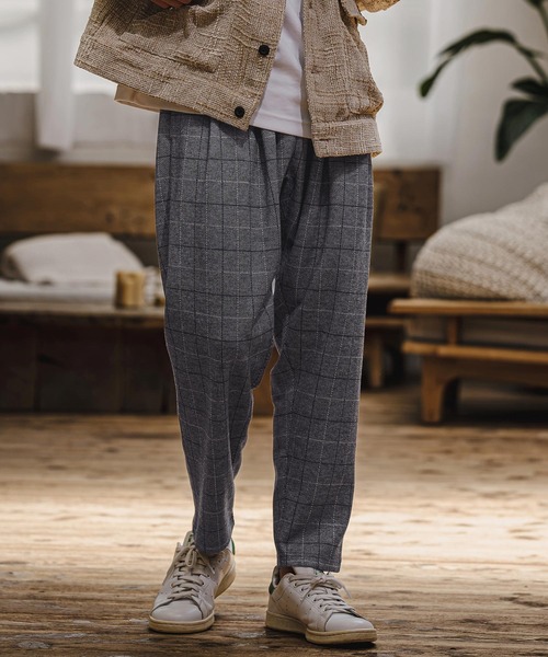 CAMBIO(カンビオ)の「mp15404- Wool Blend Bonded Check Wide Tapered Pants チェックワイドテーパードパンツ(A76126cmb)(その他パンツ・メンズ・チャコール/グレー/ブラウン/ダークネイビー・S/L/M)」の14枚目の写真