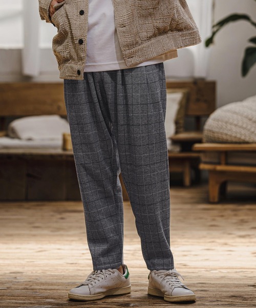 CAMBIO(カンビオ)の「mp15404- Wool Blend Bonded Check Wide Tapered Pants チェックワイドテーパードパンツ(A76126cmb)(その他パンツ・メンズ・チャコール/グレー/ブラウン/ダークネイビー・S/L/M)」の15枚目の写真