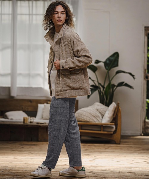 CAMBIO(カンビオ)の「mp15404- Wool Blend Bonded Check Wide Tapered Pants チェックワイドテーパードパンツ(A76126cmb)(その他パンツ・メンズ・チャコール/グレー/ブラウン/ダークネイビー・S/L/M)」の16枚目の写真