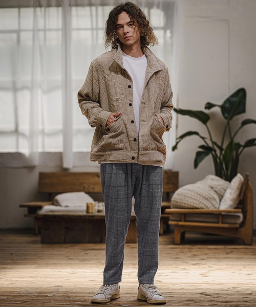 CAMBIO(カンビオ)の「mp15404- Wool Blend Bonded Check Wide Tapered Pants チェックワイドテーパードパンツ(A76126cmb)(その他パンツ・メンズ・チャコール/グレー/ブラウン/ダークネイビー・S/L/M)」の17枚目の写真