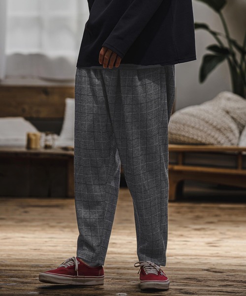 CAMBIO(カンビオ)の「mp15404- Wool Blend Bonded Check Wide Tapered Pants チェックワイドテーパードパンツ(A76126cmb)(その他パンツ・メンズ・チャコール/グレー/ブラウン/ダークネイビー・S/L/M)」の18枚目の写真