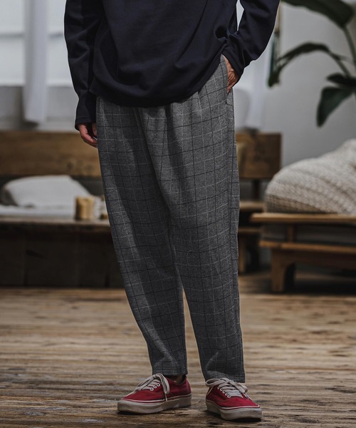 CAMBIO(カンビオ)の「mp15404- Wool Blend Bonded Check Wide Tapered Pants チェックワイドテーパードパンツ(A76126cmb)(その他パンツ・メンズ・チャコール/グレー/ブラウン/ダークネイビー・S/L/M)」の19枚目の写真