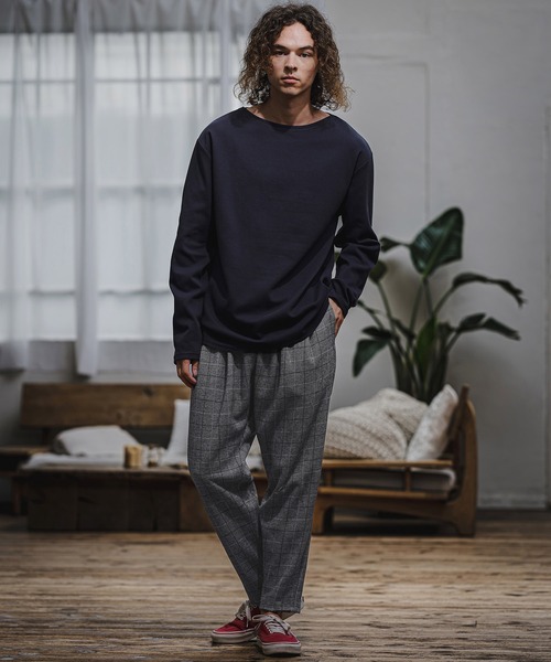CAMBIO(カンビオ)の「mp15404- Wool Blend Bonded Check Wide Tapered Pants チェックワイドテーパードパンツ(A76126cmb)(その他パンツ・メンズ・チャコール/グレー/ブラウン/ダークネイビー・S/L/M)」の20枚目の写真