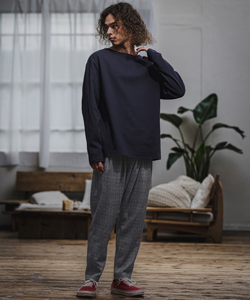 CAMBIO(カンビオ)の「mp15404- Wool Blend Bonded Check Wide Tapered Pants チェックワイドテーパードパンツ(A76126cmb)(その他パンツ・メンズ・チャコール/グレー/ブラウン/ダークネイビー・S/L/M)」の21枚目の写真