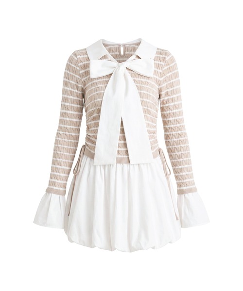 Rose Muse（ロゼミューズ）の「Docking border knit o/p（ワンピース・レディース・ピンク/ベージュ・FREE）」の8枚目の写真