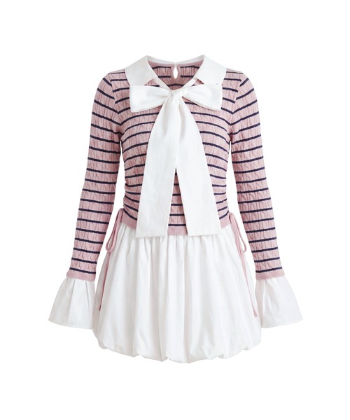 Rose Muse（ロゼミューズ）の「Docking border knit o/p（ワンピース・レディース・ピンク/ベージュ・FREE）」の15枚目の写真