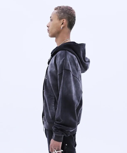 LAST NEST(ラストネスト)の「LAST NEST/ラストネスト/Saefty Pin Washed Zip Hoodie(パーカー・メンズ・ブラック・L/M)」の3枚目の写真