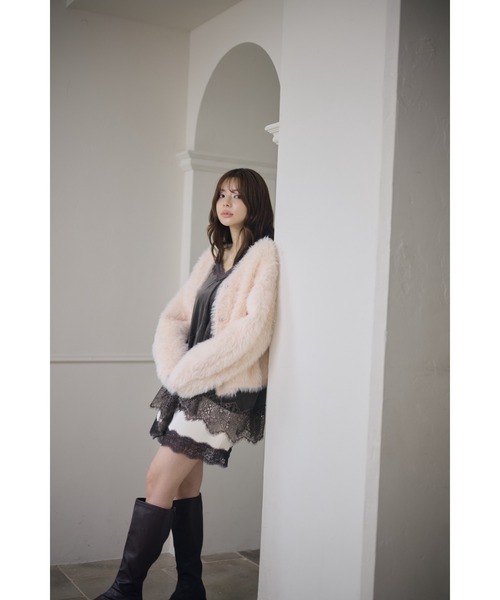 NOTREemor(ノートルエモア)の「short femme cardigan(カーディガン/ボレロ・レディース・ピンク/チャコールグレー・FREE)」の9枚目の写真