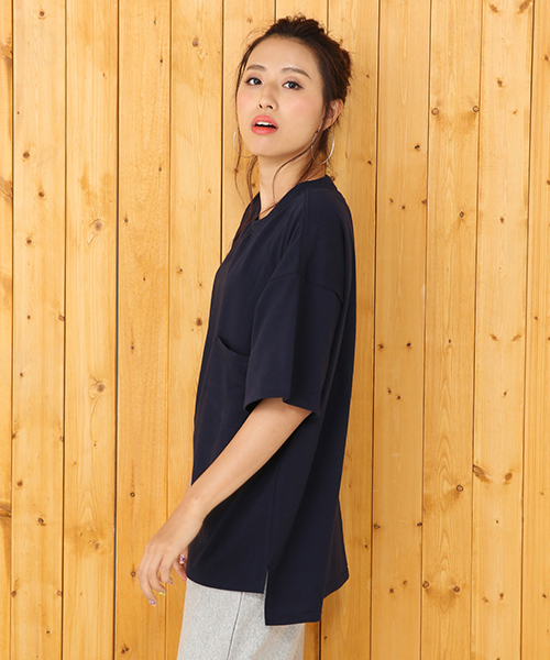 RODEO CROWNS WIDE BOWL（ロデオクラウンズワイドボウル）の「ビッグ ボックス Tシャツ（Tシャツ/カットソー・レディース・ネイビー/ホワイト/ホワイト系その他/トップグレー・FREE）」の4枚目の写真