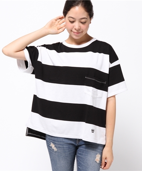 RODEO CROWNS WIDE BOWL（ロデオクラウンズワイドボウル）の「ビッグ ボックス Tシャツ（Tシャツ/カットソー・レディース・ネイビー/ホワイト/ホワイト系その他/トップグレー・FREE）」の6枚目の写真