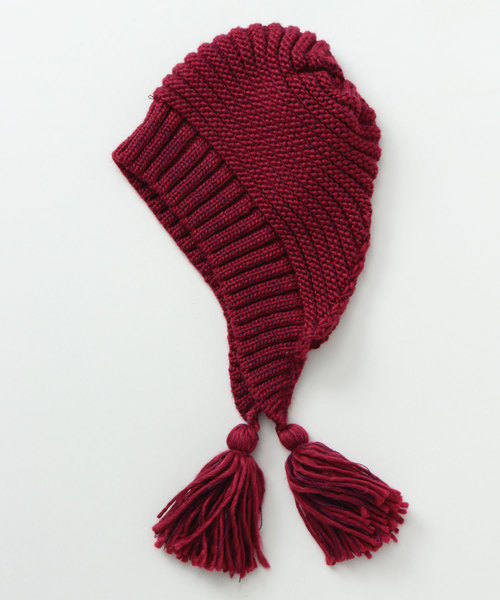 チャイハネ（チャイハネ）の「【チャイハネ】バブーシュカ風耳付きニットキャップ（ニットキャップ/ビーニー・レディース・ブラック/グレー/オフホワイト/ブルー/ホワイト/レッド/ブラウン/ブラック×ブラック/ホワイト系その他/ターコイズブルー/マスタード/オレンジ/カーキ・FREE）」の12枚目の写真