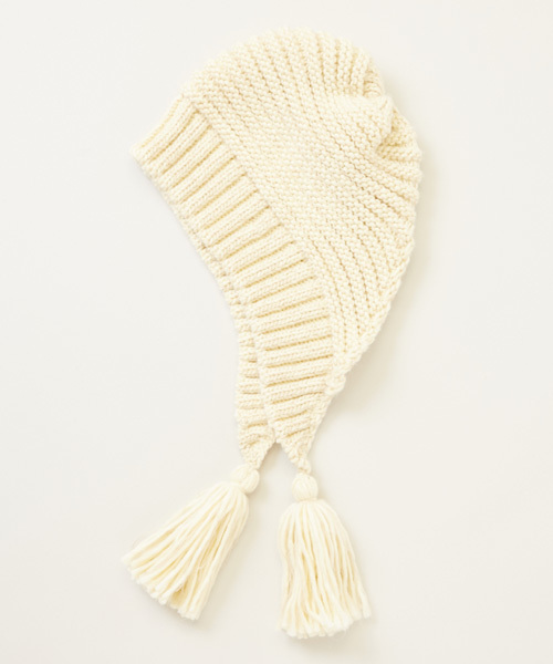 チャイハネ（チャイハネ）の「【チャイハネ】バブーシュカ風耳付きニットキャップ（ニットキャップ/ビーニー・レディース・ブラック/グレー/オフホワイト/ブルー/ホワイト/レッド/ブラウン/ブラック×ブラック/ホワイト系その他/ターコイズブルー/マスタード/オレンジ/カーキ・FREE）」の3枚目の写真