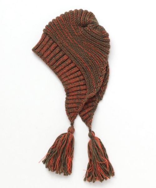 チャイハネ（チャイハネ）の「【チャイハネ】バブーシュカ風耳付きニットキャップ（ニットキャップ/ビーニー・レディース・ブラック/グレー/オフホワイト/ブルー/ホワイト/レッド/ブラウン/ブラック×ブラック/ホワイト系その他/ターコイズブルー/マスタード/オレンジ/カーキ・FREE）」の8枚目の写真