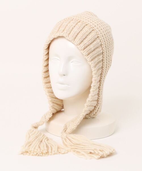 チャイハネ（チャイハネ）の「【チャイハネ】バブーシュカ風耳付きニットキャップ（ニットキャップ/ビーニー・レディース・ブラック/グレー/オフホワイト/ブルー/ホワイト/レッド/ブラウン/ブラック×ブラック/ホワイト系その他/ターコイズブルー/マスタード/オレンジ/カーキ・FREE）」の17枚目の写真