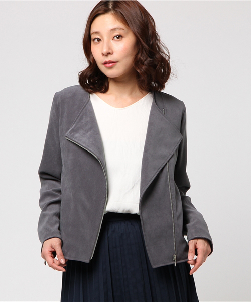 archives（アルシーヴ）の「ギャバストレッチライダースジャケット（ライダースジャケット・レディース・ベージュ/グレー・MEDIUM）」の6枚目の写真