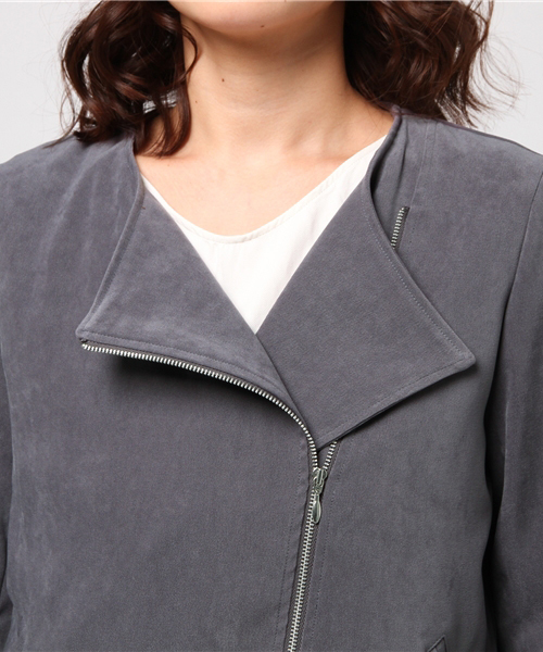 archives（アルシーヴ）の「ギャバストレッチライダースジャケット（ライダースジャケット・レディース・ベージュ/グレー・MEDIUM）」の7枚目の写真