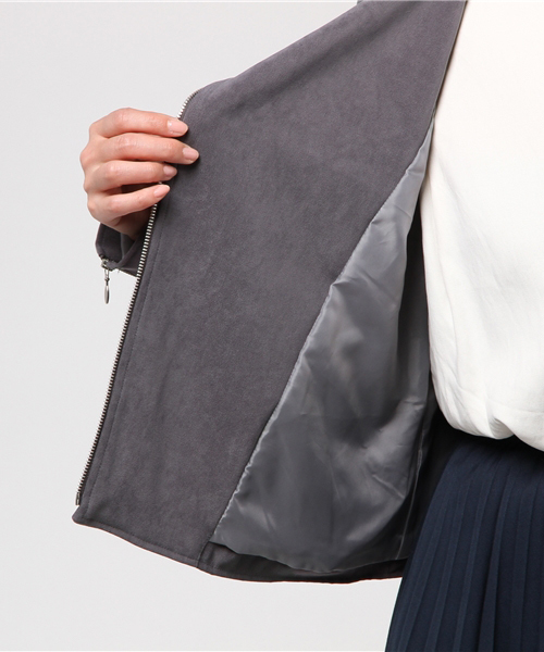 archives（アルシーヴ）の「ギャバストレッチライダースジャケット（ライダースジャケット・レディース・ベージュ/グレー・MEDIUM）」の10枚目の写真