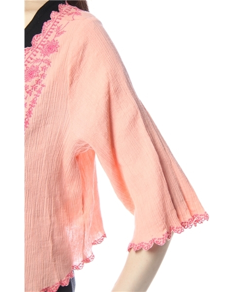 Another Edition（アナザーエディション）の「AE スカラップCOLOR EMB 5SL（シャツ/ブラウス・レディース・ホワイト/ケリー/ピンク・フリー）」の7枚目の写真