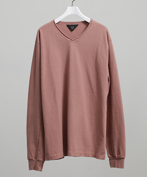 wjk black（ﾀﾞﾌﾞﾙｼﾞｪｲｹｲﾌﾞﾗｯｸ）の「【wjk black】≪STUDIOUS限定≫ヘビーウェイトVネックL/S Tee（Tシャツ/カットソー・メンズ・ホワイト/ネイビー/ピンクベージュ/グレー・1/2/3）」の4枚目の写真