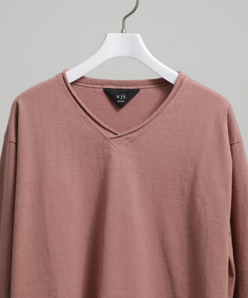 wjk black（ﾀﾞﾌﾞﾙｼﾞｪｲｹｲﾌﾞﾗｯｸ）の「【wjk black】≪STUDIOUS限定≫ヘビーウェイトVネックL/S Tee（Tシャツ/カットソー・メンズ・ホワイト/ネイビー/ピンクベージュ/グレー・1/2/3）」の11枚目の写真