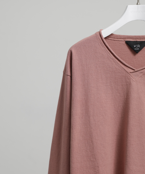 wjk black（ﾀﾞﾌﾞﾙｼﾞｪｲｹｲﾌﾞﾗｯｸ）の「【wjk black】≪STUDIOUS限定≫ヘビーウェイトVネックL/S Tee（Tシャツ/カットソー・メンズ・ホワイト/ネイビー/ピンクベージュ/グレー・1/2/3）」の12枚目の写真