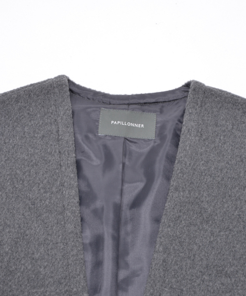 PAPILLONNER（パピヨネ）の「ウールカルゼガウンコート（その他アウター・レディース・ブラック/グレー・MEDIUM）」の4枚目の写真