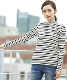 RAY CASSIN | マルチボーダー衿メロウプチハイプルオーバー(Tシャツ/カットソー)