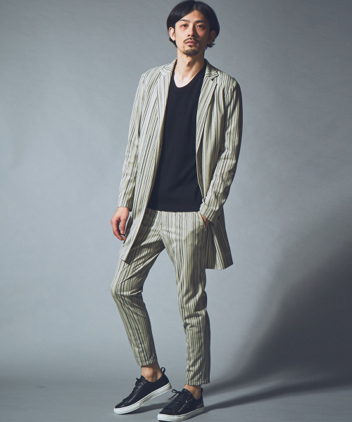 5351 POUR LES HOMMES(ゴーサンゴーイチプールオム)の「メッシュランダムストライプテーパードパンツ(その他パンツ・メンズ・ベージュ/ブラック・44/46/48)」の14枚目の写真